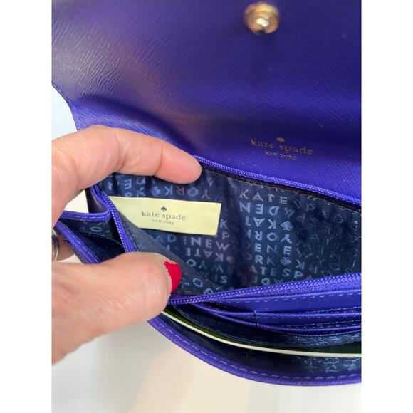 Kate Spade Liana Monster Purple Leather Clutch Wallet NWT Retail $278 - Picture 10 of 16